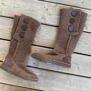 UGG Classic Cardy Brown Knit Boots